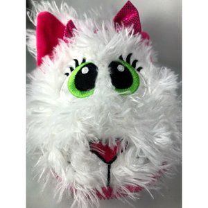 Stuffies Cat Plush White Pink Zipper Pouch Mouth Magnetic Stuffed Animal Toy